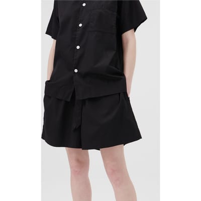 Tekla Unisex Poplin, Short Sleeve Shirt All Black Maat: XXS | Nachtmode Outlet | Unisex | Zwart