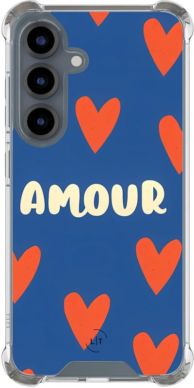 Shockproof hoesje - Geschikt voor Samsung Galaxy S25 - Amour - Extra sterke case - TPU/polycarbonaat - Tekst - Multi, Transparant