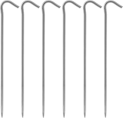 6 Stuks Tentpinnen, Lichtgewicht en Corrosiebestendig, Ideaal voor Kamperen, Schuilplaatsen en Luifels, 169 mm Lang, 3 mm Diameter, Met Haakontwerp