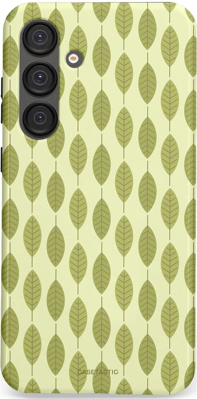 Casetastic hoesje geschikt voor Samsung Galaxy S25 Plus - Dubbellaagse bescherming - Bladerenpracht in het groen - Fashion Case - Crème Olijfgroen