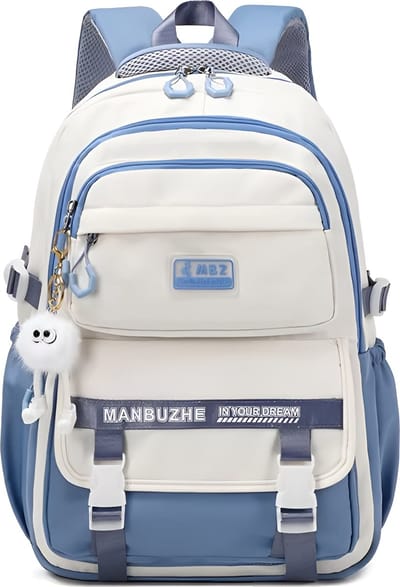 WoYoW® - Schooltas Meisjes Jongens 7-12 Jaar - Ruime Rugzak - Duurzaam Nylon - Basisschool Rugzak - Schoudertas Voor Kinderen - Blauw