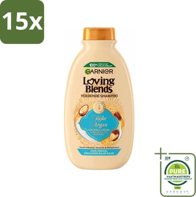 15 x Garnier Loving Blends Rijke Argan Shampoo 300 ml - Grootverpakking - Argan Shampoo - Arganolie - Droog Haar - Onhandelbaar Haar - Haarvoeding