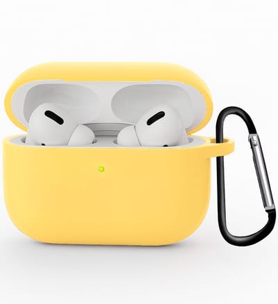 Hoesje Geschikt voor Apple Airpods Pro 3 - Siliconen Hoes met Clip - Silicone Case Cover - Geel