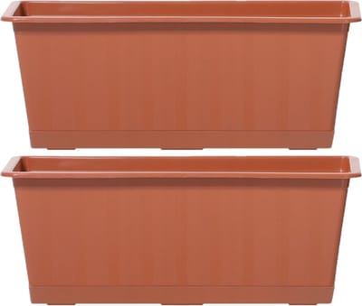 Prosperplast Plantenbak/bloembak/balkonbak Agro - 2x - terracotta - kunststof - 50 x 18 x 14 cm