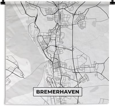 Wandkleed - Wanddoek - Plattegrond - Bremerhaven - Kaart - Stadskaart - 180x180 cm - Wandtapijt