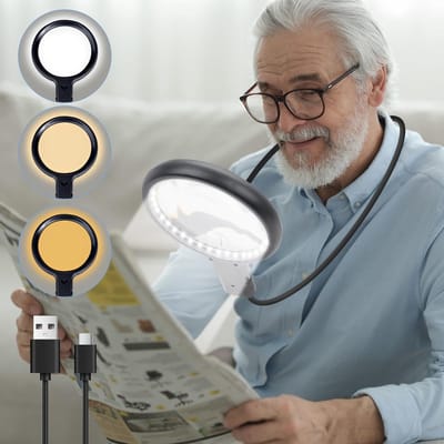 Dailygoods - Vergrootglas met 5x/15x Verlichting - Handsfree Gebruik voor Lezen