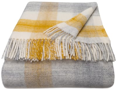WOOOL Luxury Plaid - Meadow Check (Yellow) - 150x183cm - 100% Wol