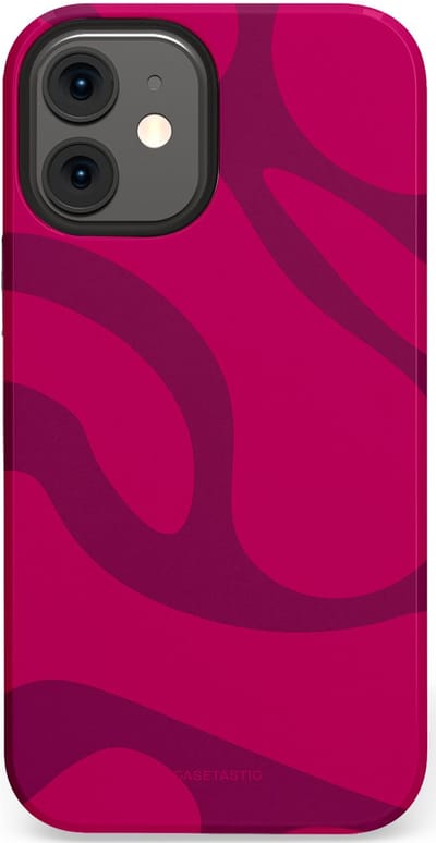 Casetastic hoesje geschikt voor Apple iPhone 12 Mini - Dubbellaagse bescherming - Violet Paarse Golven - Fashion Case - Roze