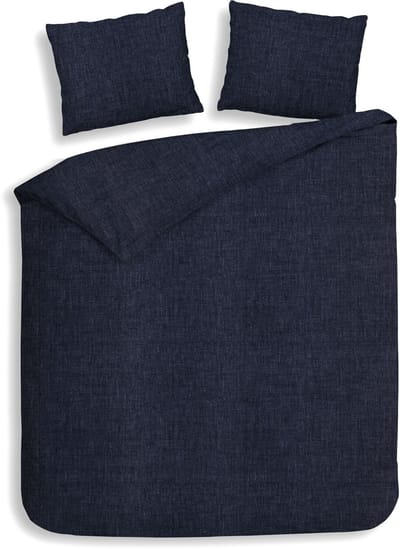 Heckettlane Dekbedovertrek Franela - Effen Bedlinnen - 200x200-220 cm - Tweepersoons - Blauw - Dekbedovertrek van 100% Katoen-Flanel