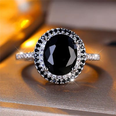 Bagues de Mariage Bagues de Fiançailles Tendance Zircon Noir Cristal Cuivre Doré Vintage Pour Femmes Hommes Bijoux Minimalistes 8 black