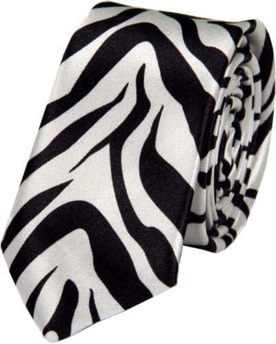 Fako Fashion - Skinny Stropdas - Smal - 5cm - Print - 145cm - Zebra Zwart/Wit