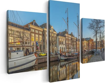 Artaza Canvas Schilderij Drieluik Groningen Hoge der A Haven - 90x60 - Foto Op Canvas - Canvas Print