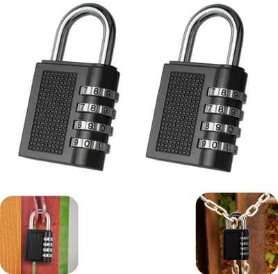 2 stuks slot - cijferslot - hangslot - kluisdeurslot - deurslot - kofferslot - waterdicht - metalen cijfercodeslot - herbruikbaar - geschikt voor voordeur, kluis, aktetas (zwart, 4*4,8 cm)