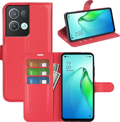 MobyDefend Hoesje - Geschikt voor Oppo Reno 8 Pro - Kunstleren Wallet Book Case (Sluiting Voorkant) - Rood