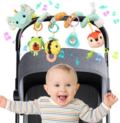 Spiraalvormig Pluche Hangspeelgoed voor Baby's - Sensory Speelgoed voor Autostoel, Kinderwagen en Bedje voor Pasgeborenen 0-6 Maanden