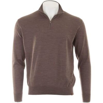Paul & Shark Trui 140S Superfine Merino Wool Half Zip Coffee Quartz / male
