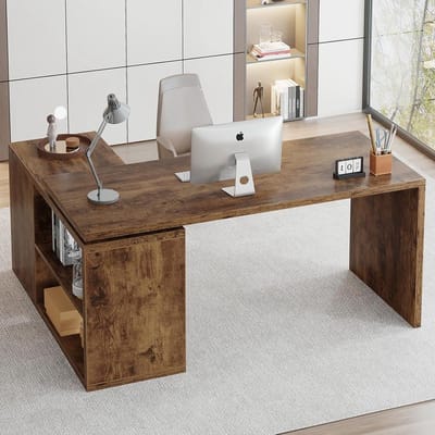 Hoekbureau L-vorm 140 cm Computerbureau met Opbergkasten en Planken Omkeerbaar Thuiskantoor Bureau Rustiek Bruin - Vermissen