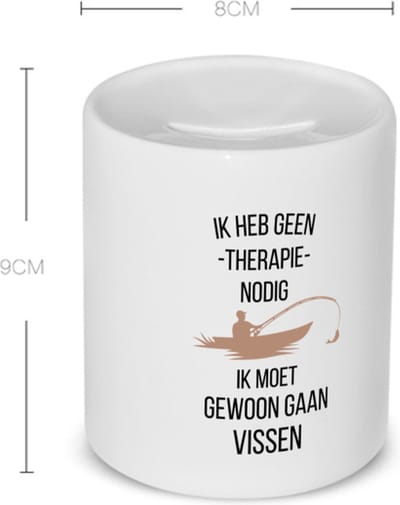 Akyol - ik heb geen therapie nodig ik moet gewoon gaan vissen Spaarpot - Quotes - geen therapie nodig - vissen - grappige tekst - quotes - verjaardagscadeau - verjaardag - cadeau - kado - geschenk - gift - 350 ML inhoud