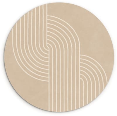 WallCircle® Wandcirkel 120x120 cm - Muurcirkel Parallelle lijnen - Lichte textuur - Beige - Muurdecoratie woonkamer - Wanddecoratie slaapkamer - Kamer decoratie accessoires - Ronde schilderijen XXL