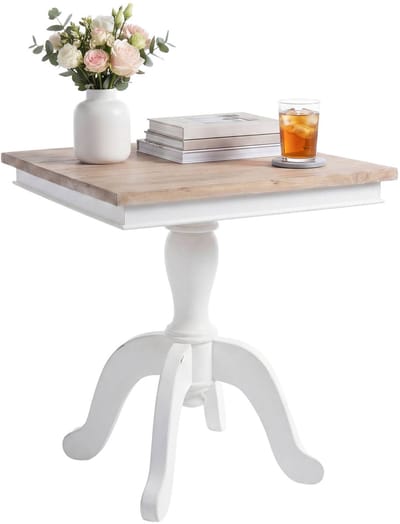 CLP Lorne Bijzettafel - Salontafel - Mindihout - Vierkant - Landelijk - natura/wit