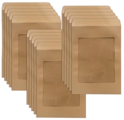 Dailygoods - 15 Stuks A4 Enveloppen met Venster - Bruine Kraft Enveloppen voor Documenten