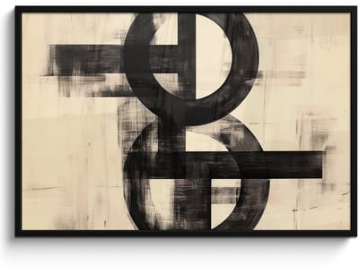 Poster in lijst - Fotolijst 120x80 cm - Posters - Cirkels - Balken - Zwart - Abstract - Posterlijst zwart - Decoratie - Wanddecoratie woonkamer - Muurdecoratie slaapkamer