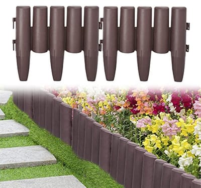 Gazonrand Kunststof - Bloembed Omheining - Tuin Decoratie - Houtlook Design - 56 Meter - Bruin