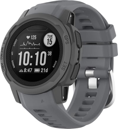 Siliconen bandje - geschikt voor Garmin Instinct 2S - grijs