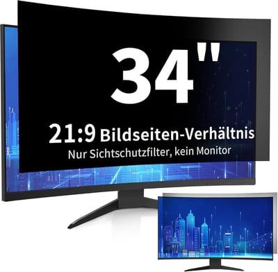 Famanu – Privacy Screen Protector voor 34 inch (86 cm) gebogen monitoren - 21:9 Ultrawide Anti-Spy Film met Anti-Glare & Blauw Licht Filter - HD Oogverzorging voor Kantoor - Thuis - Reizen