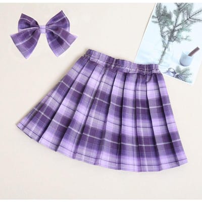Zomer JK Ruitrok Meisjes Halflange Rok Hoge Taille Middenmaat Kinderen Veelzijdige en Modieuze Korte Rok 140 gray