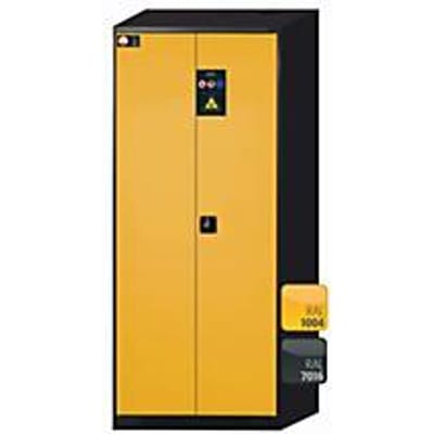 asecos CS-CLASSIC chemische opslagkast, scharnierende deuren, voorzijde in veiligheidsgeel, B 810 x D 520 x H 1950 mm