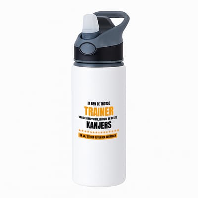 Hacebo® - Trotse trainer waterfles met rietje zwart - Trainer - een trainer - sport - verjaardagscadeau - cadeau voor trainer - water fles - 650ML