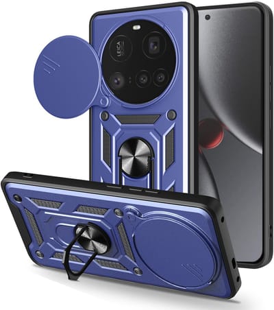 MobyDefend Hoesje - Geschikt voor Xiaomi 15 Ultra - Pantsercase Met Draaibare Ring - Blauw