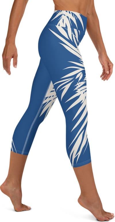 Sportlegging - Capri 3/4 - design Tiger Power Up - High Waist - Dry Fit - High Performance - 4way stretch- unieke print - UPF 50+ - Hardloop - Yoga - Fitness - Dans  - Pilates - Training – sportbroek - klassiekblauw wit - maat M