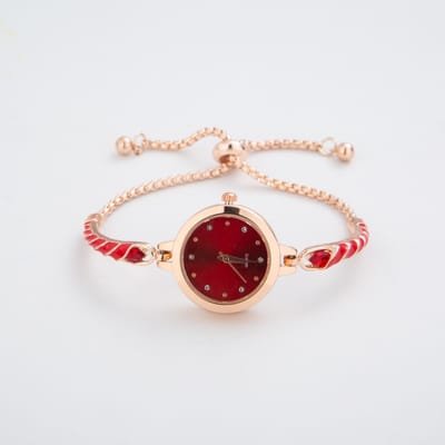 Elegante armbandhorloges voor vrouwen Dames Verstelbare armbanden Horloge Mode Kwartshorloges Cadeau rood