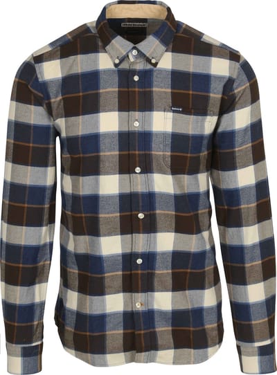 Barbour Valley Overhemd Ruit Bruin Blauw - Maat S - Heren - Overhemden Casual