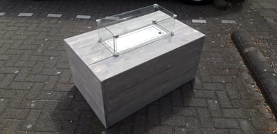Vuurtafel Boxxx Terrasverwarmer Grijs Geschuurd steigerhout 60x100x50cm