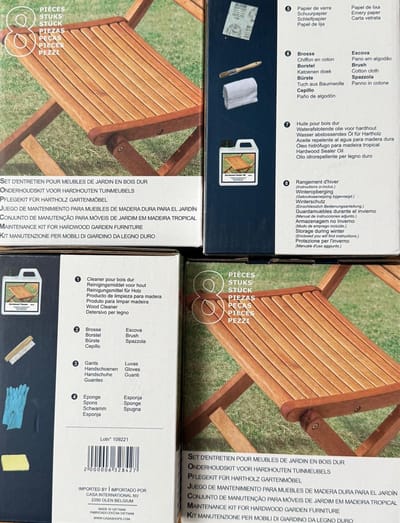 8-Delige Onderhoudskit voor Hardhouten Tuinmeubels – Complete Set met Reinigingsmiddel, Olie, Borstel, Spons, Schuurpapier & Doek – Voor Duurzaam Houtonderhoud