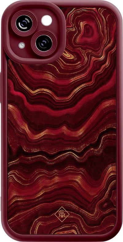 Casimoda® hoesje - Geschikt voor iPhone 15 - Agate Rood - Effen telefoonhoesje met lensbescherming - Siliconen/TPU - Backcover - Rood