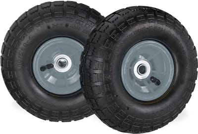 2x steekwagenwiel 4.1/3.5-4 - luchtband - tot 136 kg - 260x85mm - bolderkarwiel - zwart-grijs