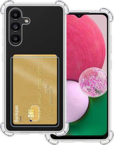 Hoesje Geschikt voor Samsung Galaxy A13 5G - Met Pashouder en Kaarthouder - Telefoon Hoes Shockproof - Siliconen Case - Back Cover - Shock Proof - Pasjes Houder - Transparant