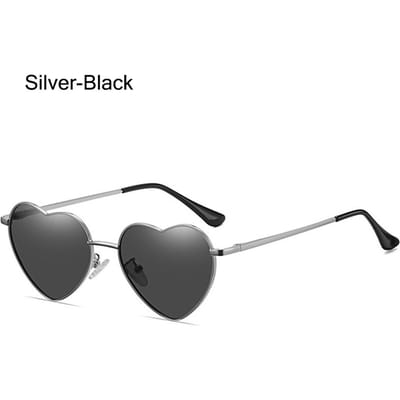 Lunettes de soleil en forme de cœur avec monture en métal et protection UV400 Accessoires fantaisie Lunettes pour femmes Lunettes de soleil cœur Lunettes WHITE
