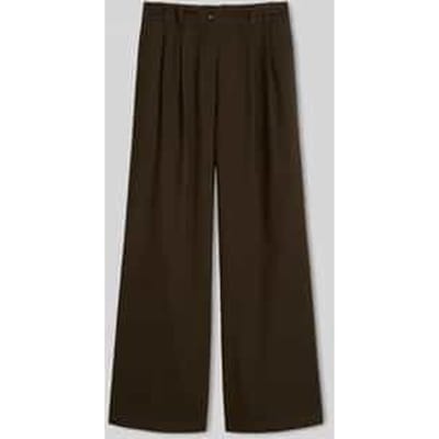 Wide leg broek van katoenmix met bandplooien