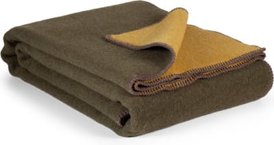 MoST - Khaki Meadow - 2-persoons omkeerbare bed deken - Merino wol - 200 x 220 cm - groen-geel