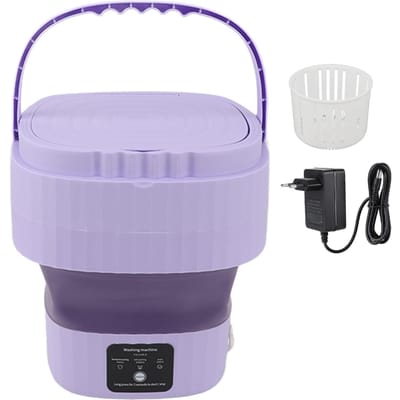 Machine à laver portable 9L 10W Seau pliable Laveuse à faible bruit Mini laveuse 100 ?240 V pour les sous-vêtements