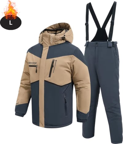 Bovista Skipak - SkiBroek - Skijas - Ski Suit - Wintersport - Heren - 2-Delig - Beige- Maat L