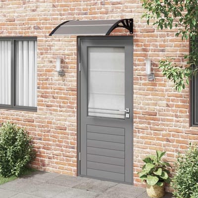 Deurluifel Polycarbonaat - Regenkap Huisdeur - Entree Beschermen - Aluminium Constructie - 100 x 75 cm - Zwart