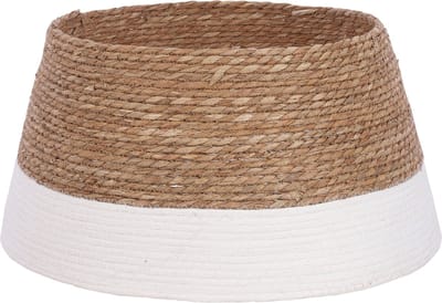 Mica Decorations Kerstboomrok H26 x D50 cm - Kerstboommand - Off-White/ Bruin - Gevlochten Zeegras