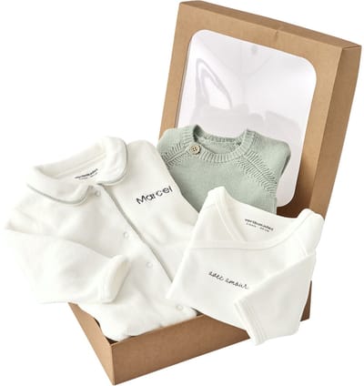 Vertbaudet Babypakje 3-delige set in effen tricot vestje + babyslaappakje + body