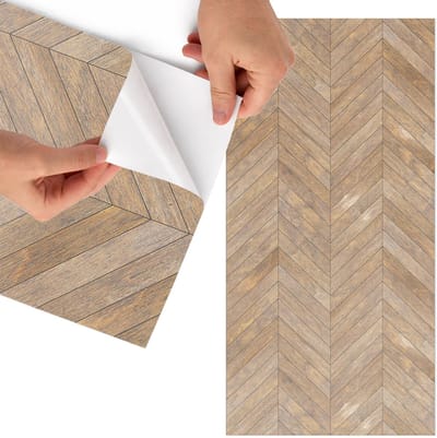 Tulup Meubelfolie - Visgraathout Plakfolie Meubels - 75x150 cm - Bruin Meubelfolie - Decoratiefolie Zelfklevend - Scandinavisch Meubelfolie - Meubelfolie Zelfklevend - Badkamer decoratie - Texturen